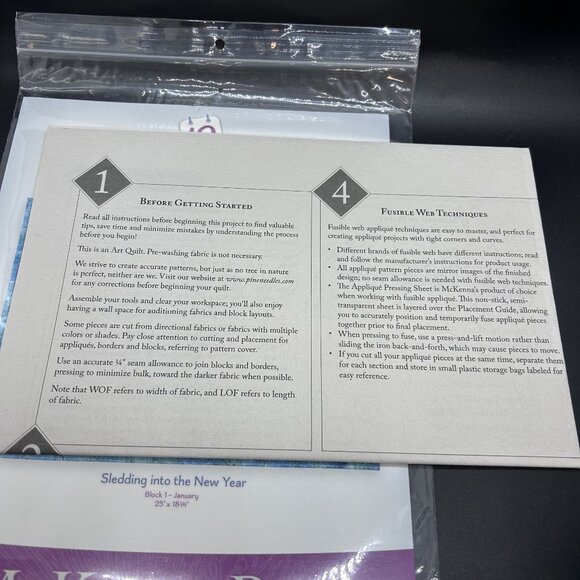 McKenna Ryan Block 1 “Sledding into the New Year” Applique Quilt Sewing Pattern - Picture 4 of 5